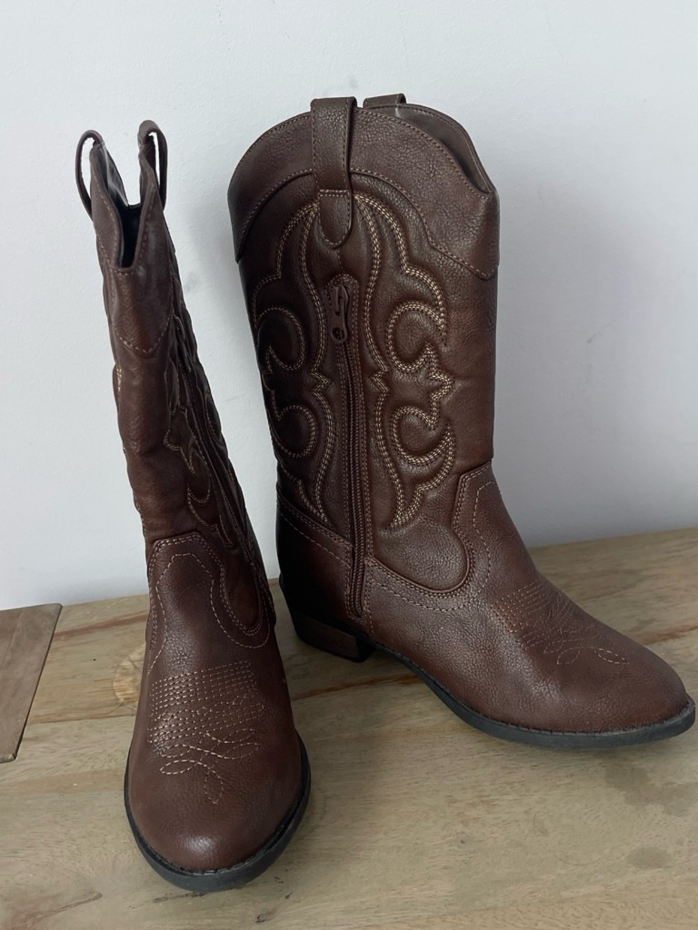 Cat & Jack Brown Embroidered Western Knee-High Boots